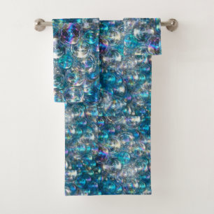 Bubbles Tiny Bubbles Bath Towel Set Blue Aqua