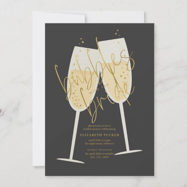 Bubbles with the Bride Champagne Bridal Shower Invitation (Front)