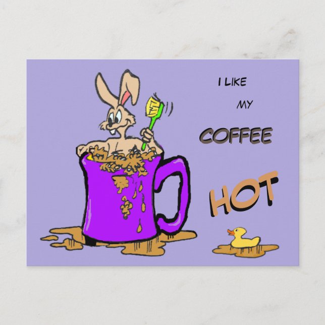 Bubbling Bunny Coffee Lover Cust. Postcard (Front)