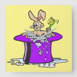 Bubbling Bunny Square Wall Clock Customisable