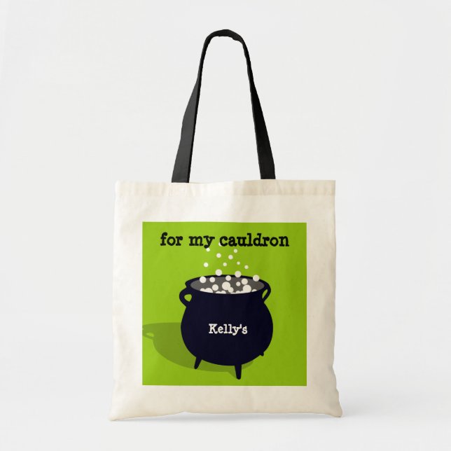 Bubbling cauldron green potion trick or treat tote bag (Front)