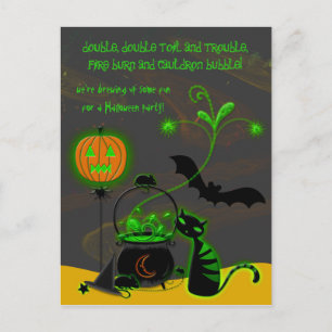 Bubbling Cauldron Halloween Party Invitation Postcard