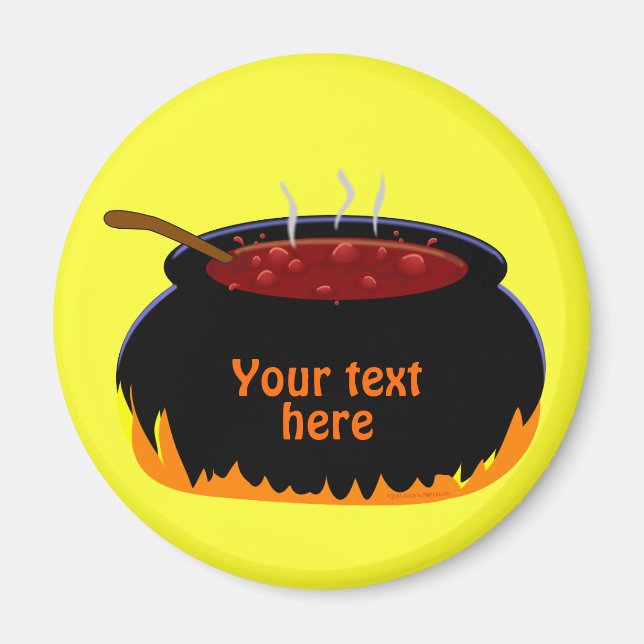 Bubbling Witch Cauldron Fun Halloween Magnet (Front)