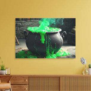 Bubbling Witch's Cauldron Halloween Canvas Print