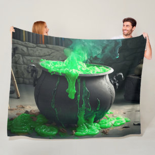 Bubbling Witch's Cauldron Halloween Fleece Blanket
