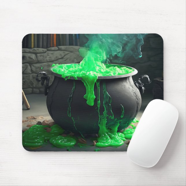 Bubbling Witch's Cauldron Halloween Mouse Pad (With Mouse)