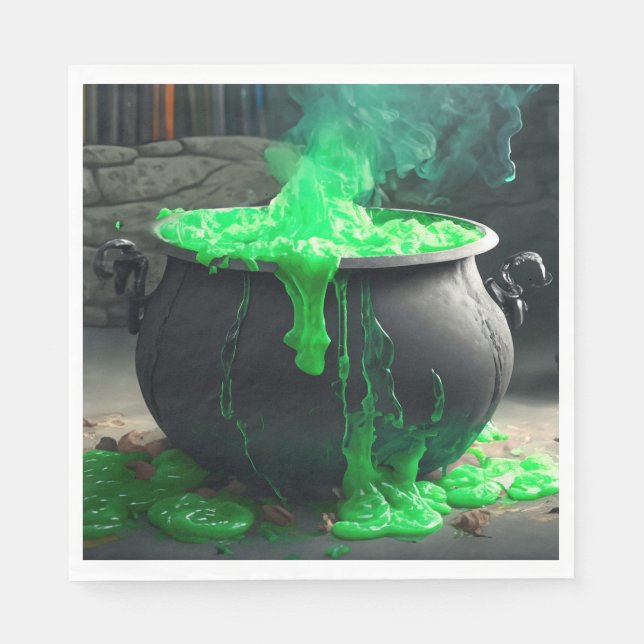 Bubbling Witch's Cauldron Halloween Napkin (Front)