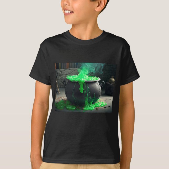 Bubbling Witch's Cauldron Halloween T-Shirt (Front)