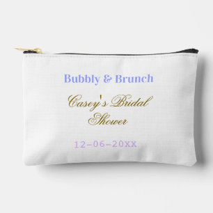 Bubbly and brunch bridal shower name date purple g accessory pouch
