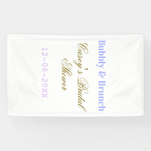 Bubbly and brunch bridal shower name date purple g banner