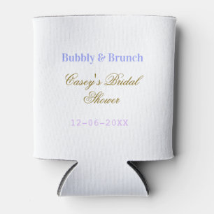 Bubbly and brunch bridal shower name date purple g can cooler