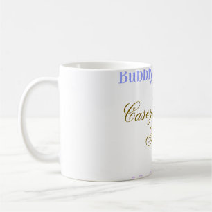 Bubbly and brunch bridal shower name date purple g coffee mug