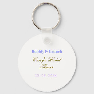 Bubbly and brunch bridal shower name date purple g key ring