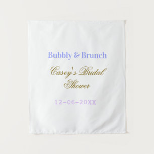 Bubbly and brunch bridal shower name date purple g tapestry