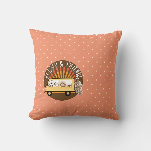 bubbly and friends-take a trip cushion (Front)