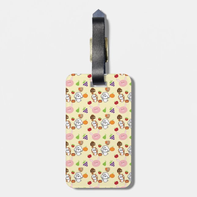 bubbly and his friends patterns luggage tag (Back Vertical)
