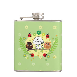 Bubbly and owls-enjoy spring hip flask