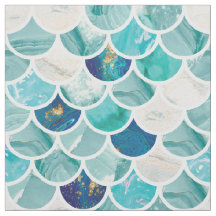 Bubbly Aqua turquoise marble mermaid fish scales