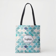 Bubbly Aqua turquoise marble mermaid fish scales