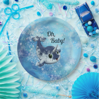 Bubbly Baby Narwhal Paper Plate