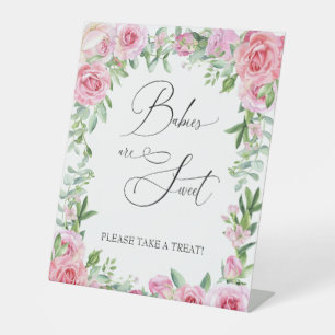 Bubbly Bar Blush Roses Baby Treat Pedestal Sign