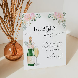 Bubbly Bar Bridal Shower Pedestal Sign