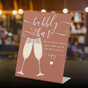 Bubbly Bar Bridal Shower Wedding Terracotta Pedestal Sign