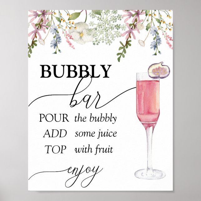 Bubbly Bar | Chic Wildflower Poster (Front)