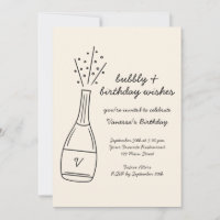 Bubbly Birthday Wishes Popping Champagne Bottle