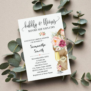 Bubbly & Blooms Before I do Bridal Shower Invitati Invitation