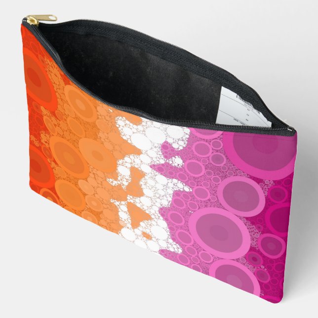 Bubbly Bohemian Groovy Abstract Lesbian Pride Flag Accessory Pouch (Open)