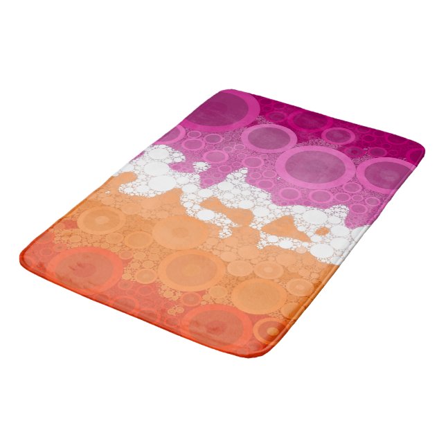 Bubbly Bohemian Groovy Abstract Lesbian Pride Flag Bath Mat (Angled)
