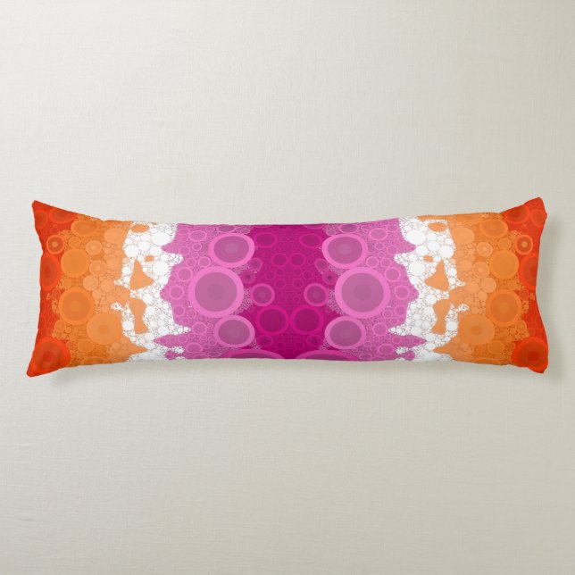 Bubbly Bohemian Groovy Abstract Lesbian Pride Flag Body Cushion (Front)