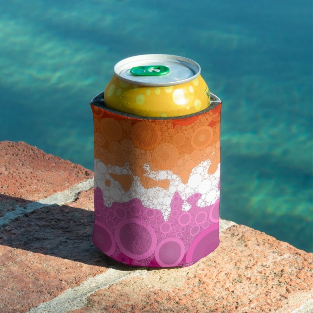 Bubbly Bohemian Groovy Abstract Lesbian Pride Flag Can Cooler (In Situ Pool)
