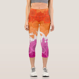 Bubbly Bohemian Groovy Abstract Lesbian Pride Flag Capri Leggings