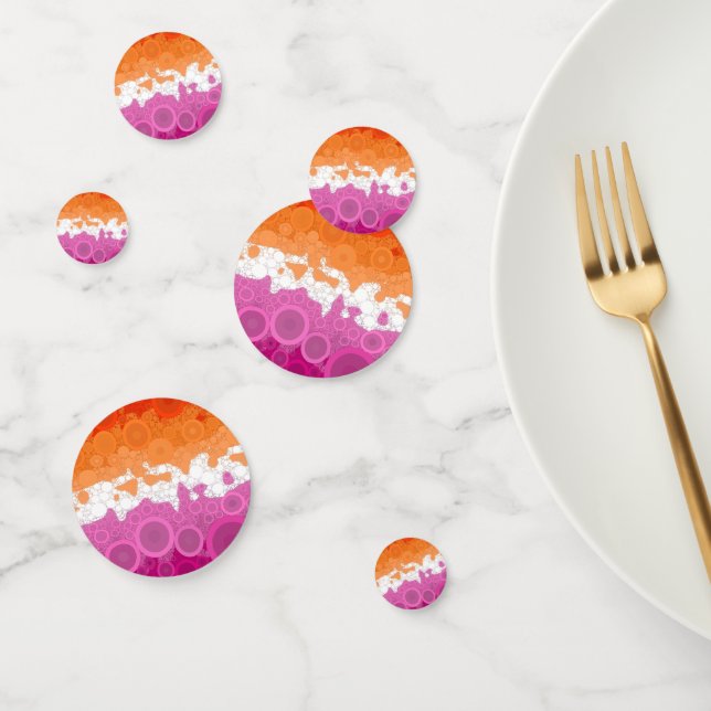 Bubbly Bohemian Groovy Abstract Lesbian Pride Flag Confetti (Group)