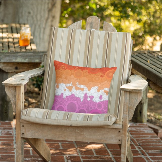Bubbly Bohemian Groovy Abstract Lesbian Pride Flag Cushion (Chair)