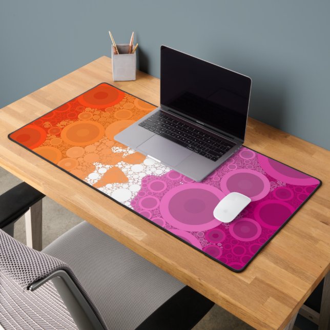 Bubbly Bohemian Groovy Abstract Lesbian Pride Flag Desk Mat (Office 2)