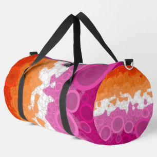 Bubbly Bohemian Groovy Abstract Lesbian Pride Flag Duffle Bag