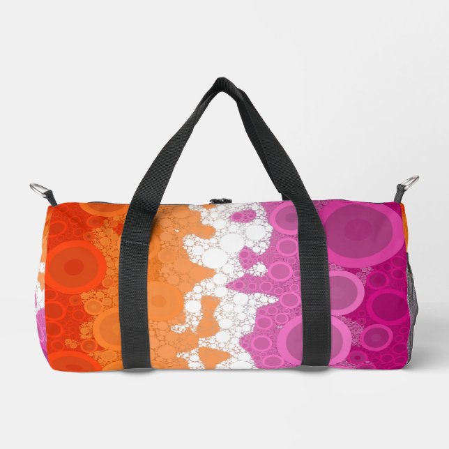 Bubbly Bohemian Groovy Abstract Lesbian Pride Flag Duffle Bag (Front)