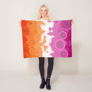 Bubbly Bohemian Groovy Abstract Lesbian Pride Flag Fleece Blanket