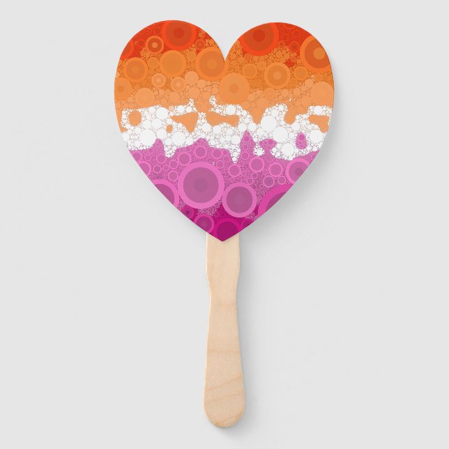 Bubbly Bohemian Groovy Abstract Lesbian Pride Flag Hand Fan (Front)