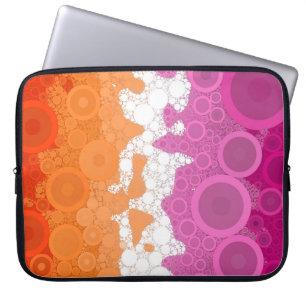 Bubbly Bohemian Groovy Abstract Lesbian Pride Flag Laptop Sleeve