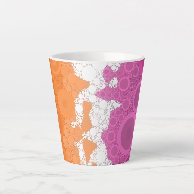 Bubbly Bohemian Groovy Abstract Lesbian Pride Flag Latte Mug (Front)
