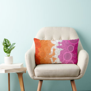 Bubbly Bohemian Groovy Abstract Lesbian Pride Flag Lumbar Cushion