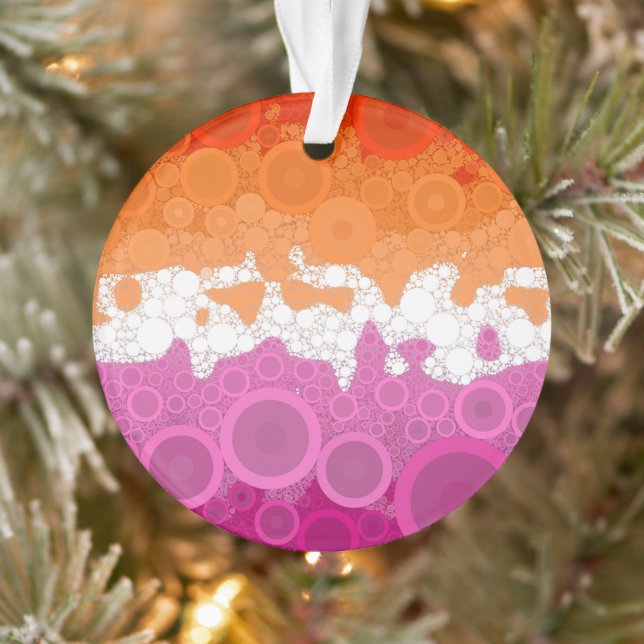 Bubbly Bohemian Groovy Abstract Lesbian Pride Flag Ornament (Tree)