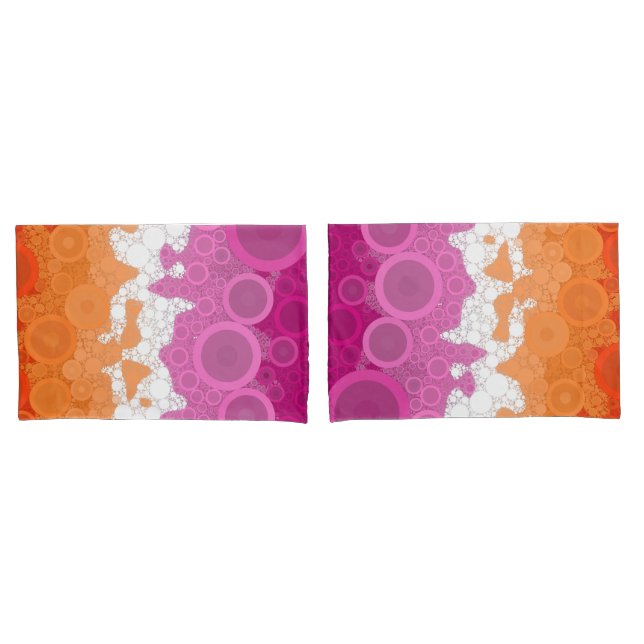 Bubbly Bohemian Groovy Abstract Lesbian Pride Flag Pillowcase (Front-Set)