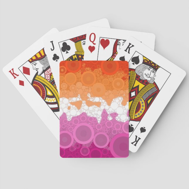 Bubbly Bohemian Groovy Abstract Lesbian Pride Flag Playing Cards (Back)