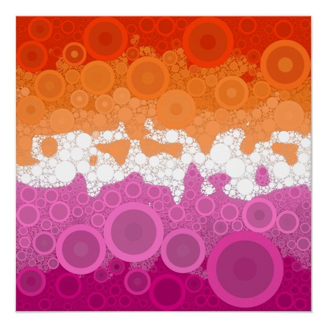 Bubbly Bohemian Groovy Abstract Lesbian Pride Flag Poster (Front)