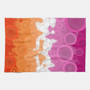 Bubbly Bohemian Groovy Abstract Lesbian Pride Flag Tea Towel